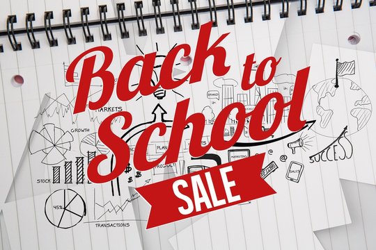 Composite image of back to school sale message