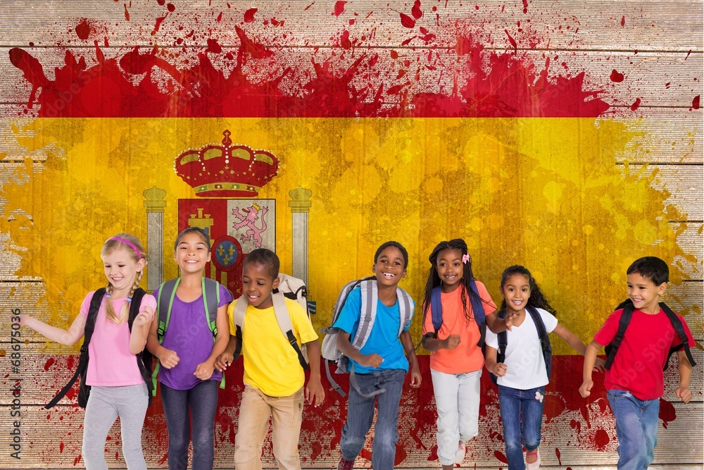 Poster Composite image of elementary pupils running