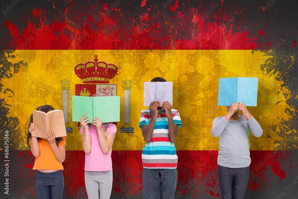 Poster Composite image of elementary pupils reading