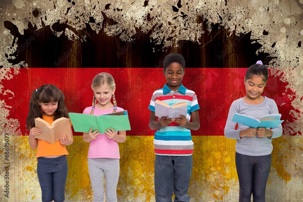 Aufkleber composite image of elementary pupils reading