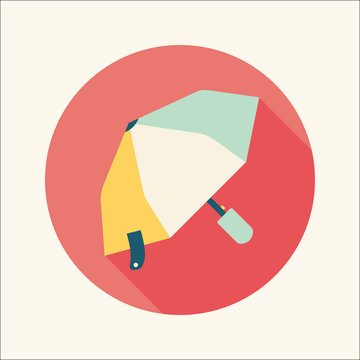 Umbrella Flat Icon With Long Shadow