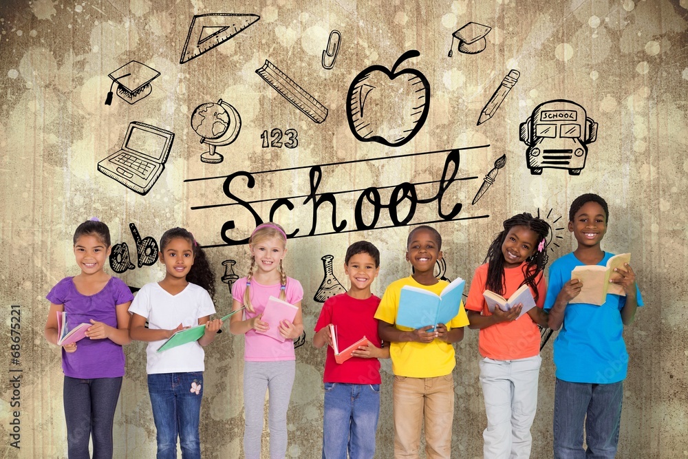 Aufkleber composite image of elementary pupils reading books