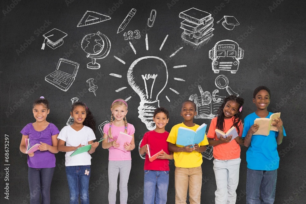 Poster Composite image of elementary pupils reading books