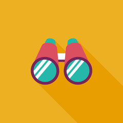 Binoculars flat icon with long shadow