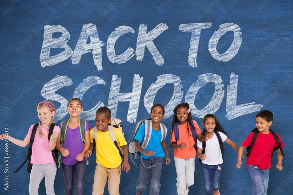 Poster Composite image of elementary pupils running