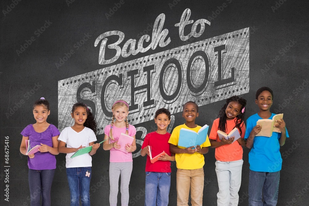 Poster Composite image of elementary pupils reading books