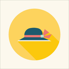 Fototapeta premium Women hat flat icon with long shadow