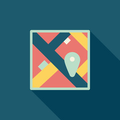 map location flat icon with long shadow