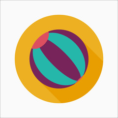 Beach ball flat icon with long shadow