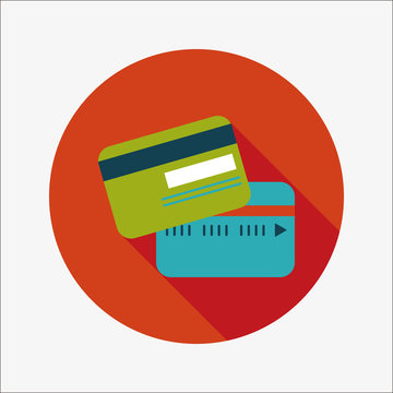 credit card flat icon with long shadow
