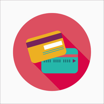 credit card flat icon with long shadow