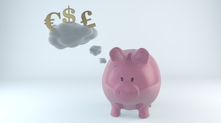 Worried Piggy Bank - Stock Image