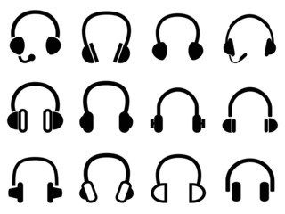 black headphone headset icons