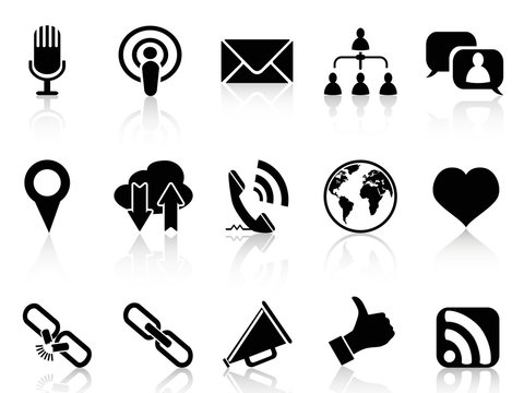 black social communication icons set