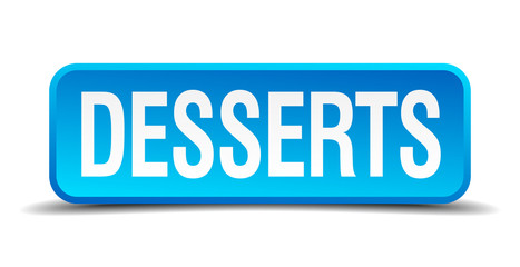 desserts blue 3d realistic square isolated button