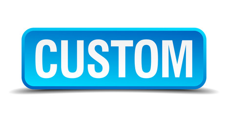 custom blue 3d realistic square isolated button