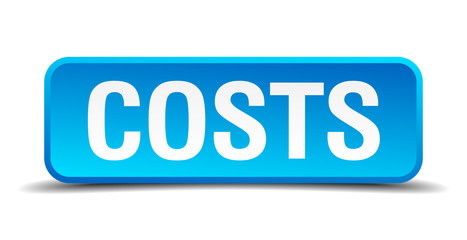 costs blue 3d realistic square isolated button