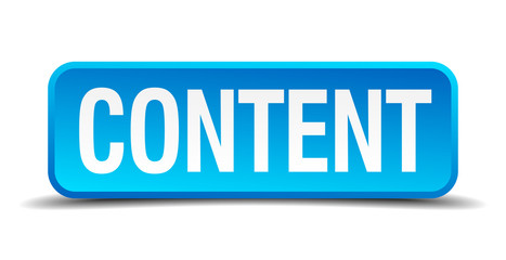content blue 3d realistic square isolated button