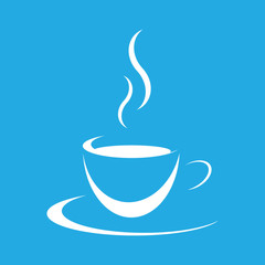 Tasse weiss - blauer Hintergrund