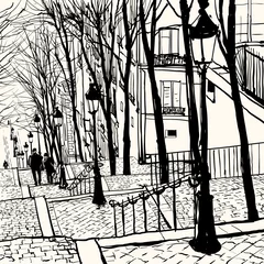 Gordijnen Montmartre Parijs © Isaxar