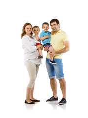 Happy family in studio