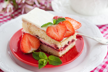 Piece of  strawberry cake