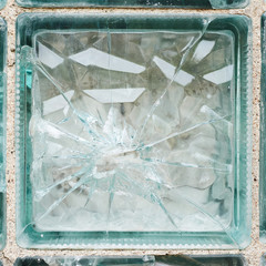 Broken glass brick fragment