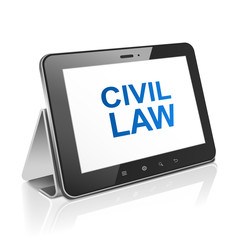 tablet computer with text civil law on display
