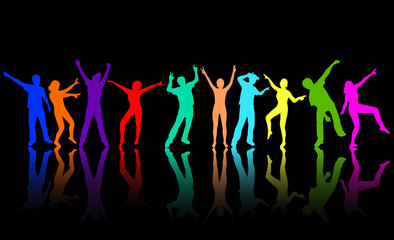 Dancing people silhouettes