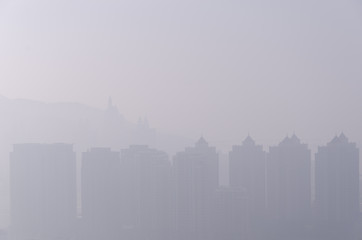 Fog of air pollution in dalian city in daytime.