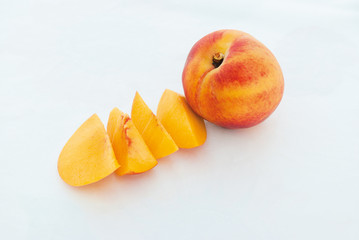 Ripe Peach fruit and slices