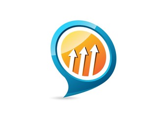 arrow logo,finance sign,speech bubble design,success business