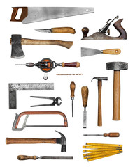 Old carpenter hand tools - obrazy, fototapety, plakaty