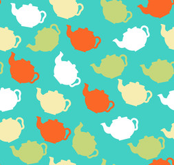 Seamless pattern with teapots, vector illustration