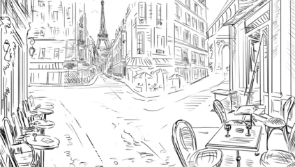 Fotobehang Street in paris - illustration © ZoomTeam