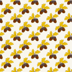 Autumn seamless pattern with acorns. Vector background.