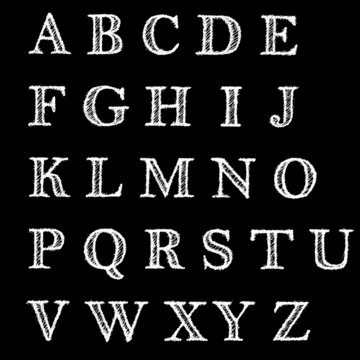 Hand drawn decorative english alphabet letters