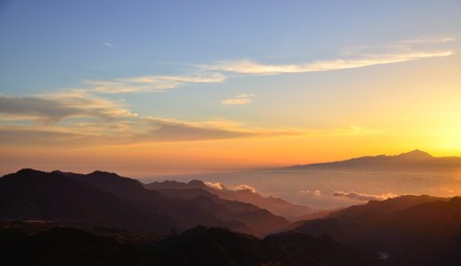 Sunset on the mountains, west of Gran canaria