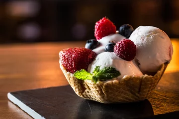 Rolgordijnen Strawberry ice cream © funkyfrogstock