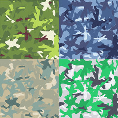 Set of camouflage military background. Seamless pattern