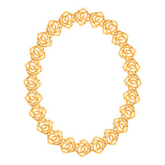 gold chain, rose - oval frame on a white background.