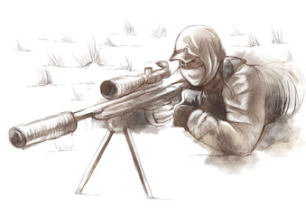 Shooter (Sniper) - An hand drawn illustration