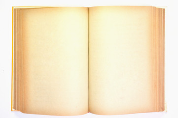 an old book with blank yellow stained pages