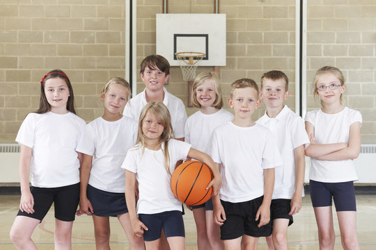 Pupils In Elementary School Basketball Team