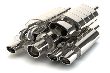 Set of exhaust pipes - obrazy, fototapety, plakaty