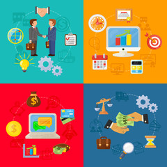 vector business concept flat icons set of partnership