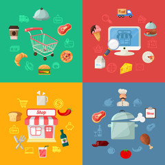 Vector Food Delivery Flat Icon Illustration