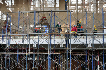 Construction and workers working