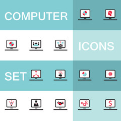 Set of icons for computer electronics business