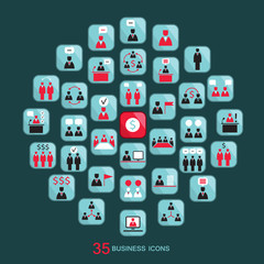 Flat business icons set Vector illustration